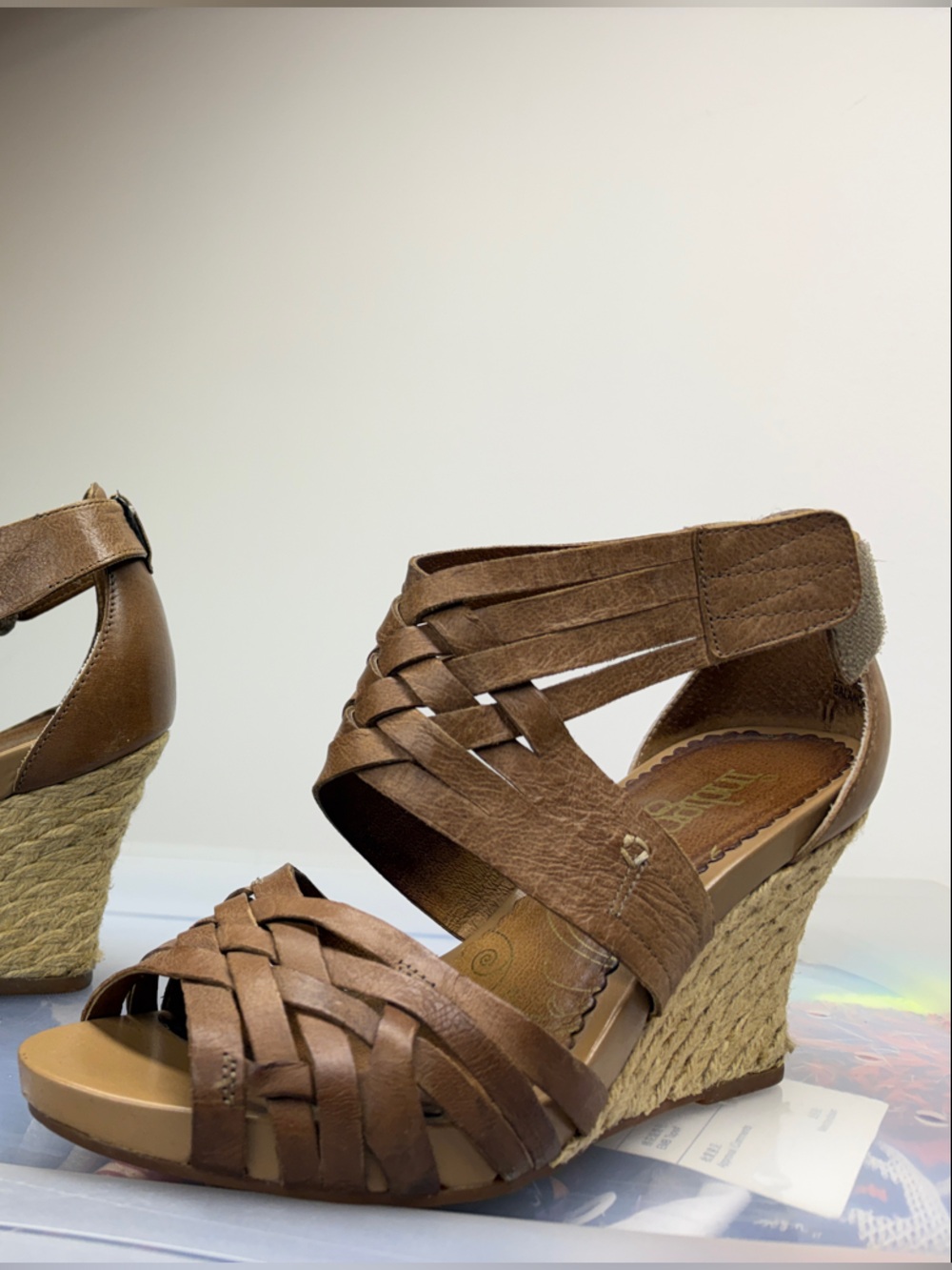 Clark’s Indigo Brown Woven Espadrille Wedge Sandals